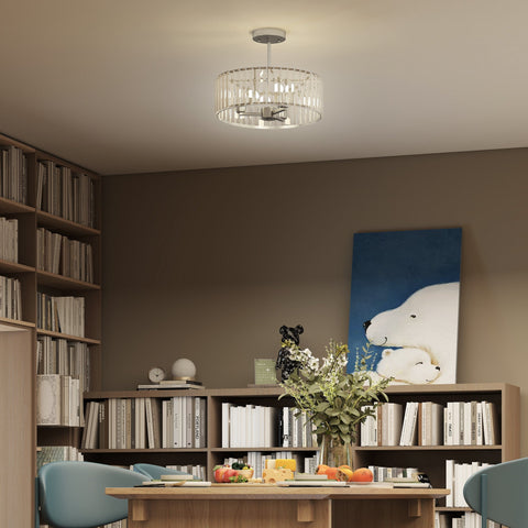 Homcom crystal ceiling light fixture with clear glass cage and silver metal frame modern chandelier ceiling light