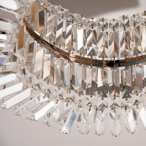 Modern homcom crystal ceiling light with silver stainless steel frame and cascading glass beads for living room decor