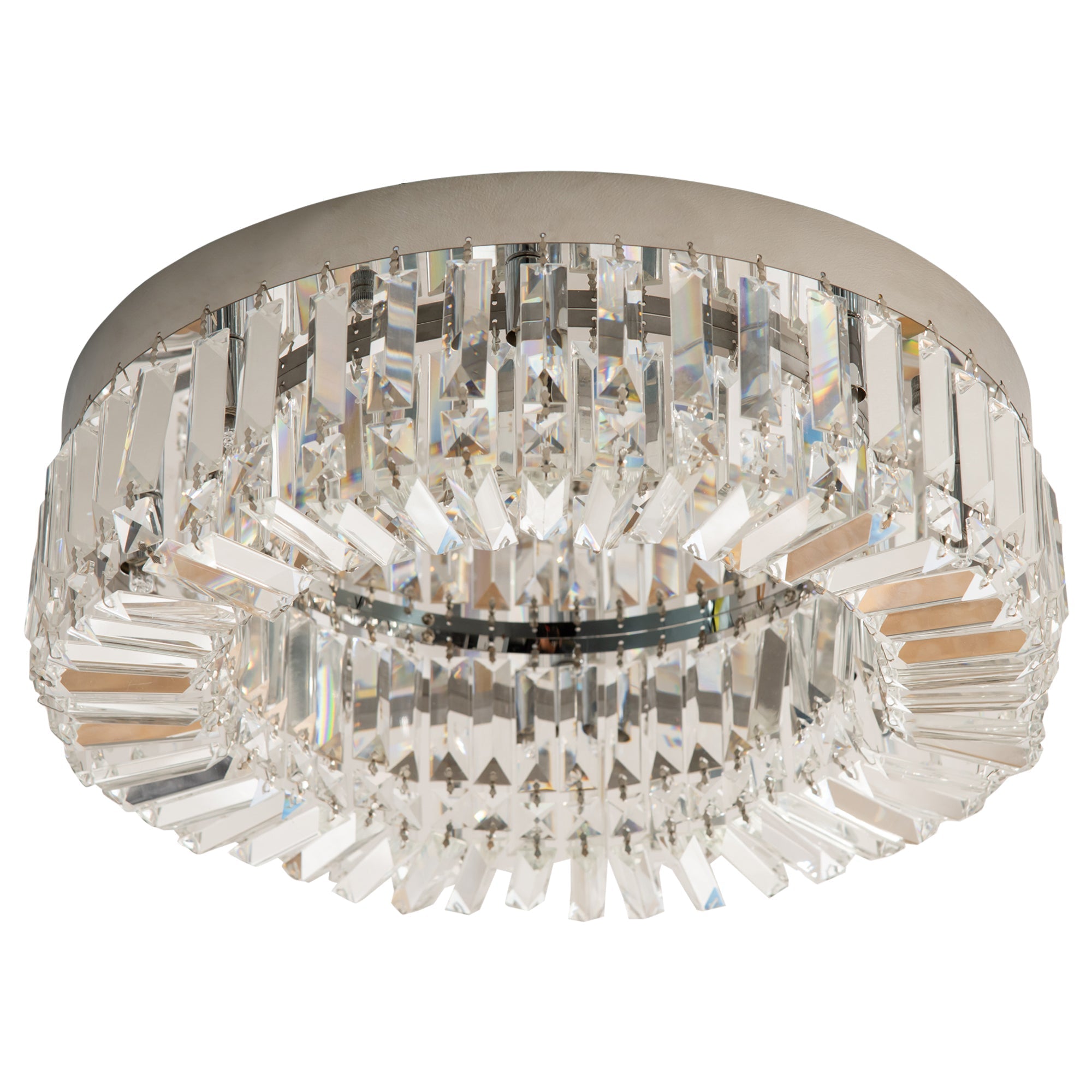 Modern homcom crystal ceiling light with clear glass beads and polished stainless steel for living room or bedroom