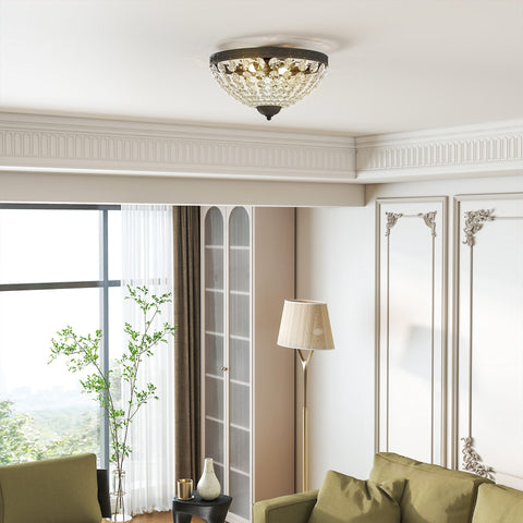 Homcom crystal chandelier ceiling light with dark metal frame and 168 octagonal glass beads for living room