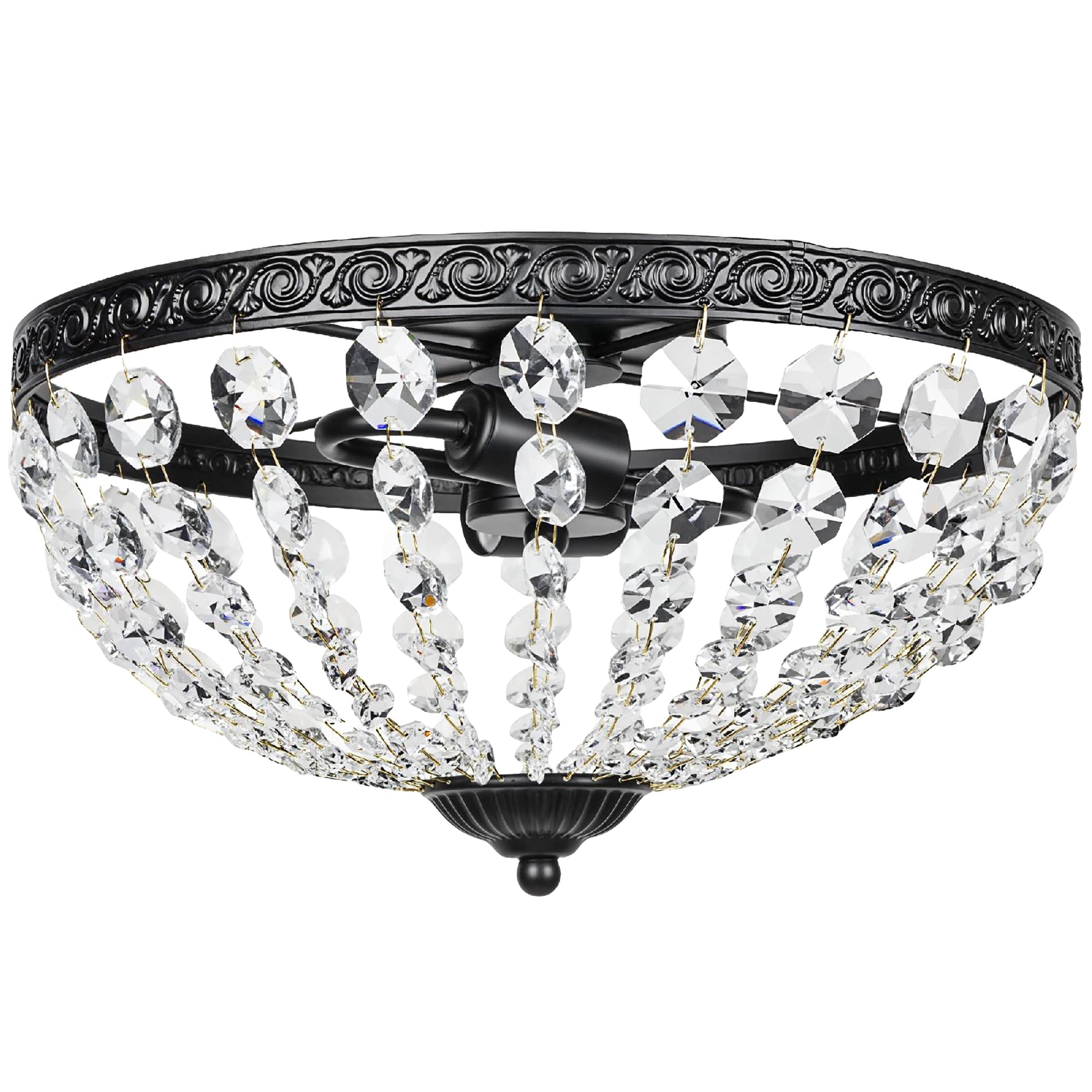 Black ornate homcom crystal chandelier ceiling light with 168 octagonal beads for living room and bedroom use