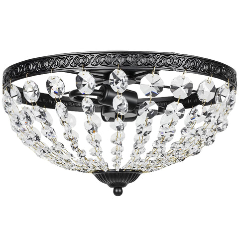 Black ornate homcom crystal chandelier ceiling light with 168 octagonal beads for living room and bedroom use
