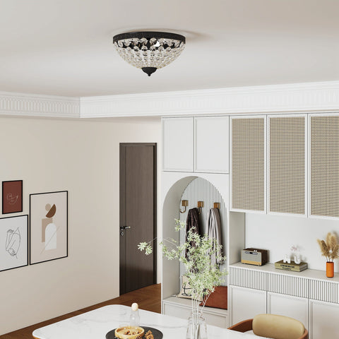 Black homcom crystal chandelier ceiling light with 168 octagonal beads and ornate frame for living room and bedroom