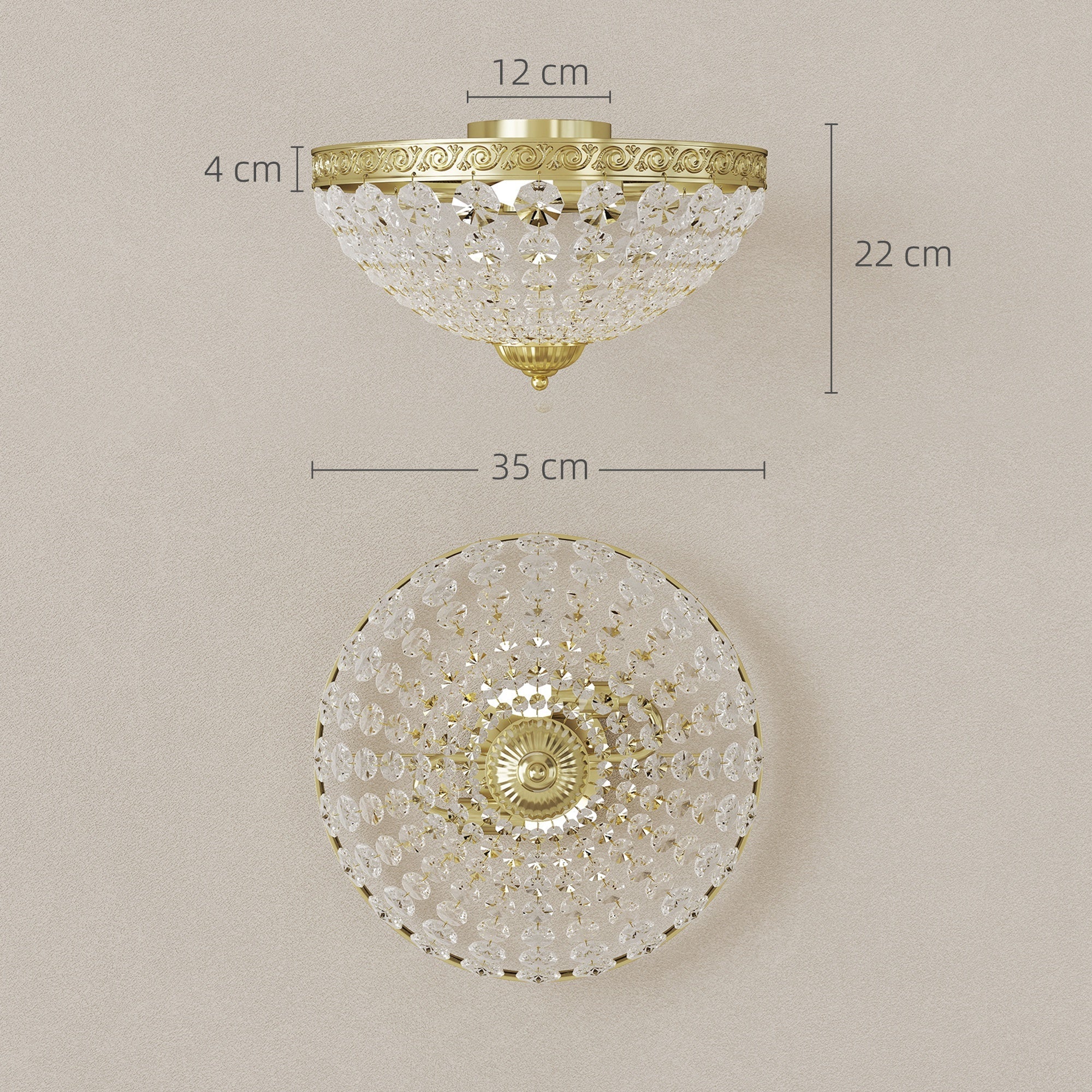 A homcom crystal chandelier ceiling light with 168 octagonal beads gold tone metal frame for living room use