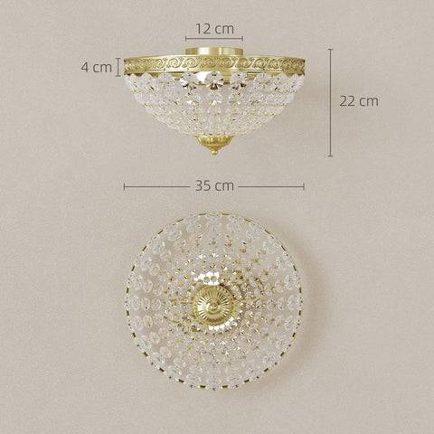 A homcom crystal chandelier ceiling light with 168 octagonal beads gold tone metal frame for living room use