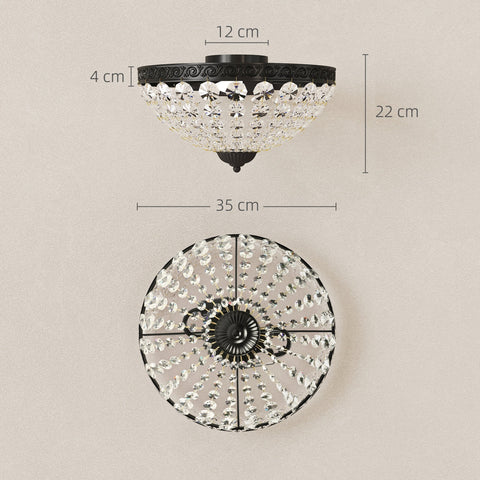 Black metal homcom crystal chandelier ceiling light with 168 octagonal beads and clear droplets for living room or bedroom