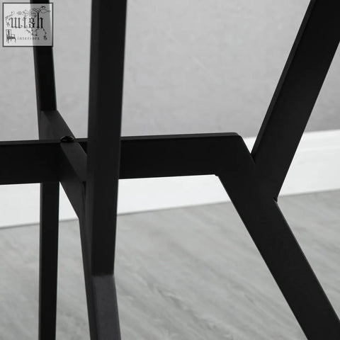 Black metal leg with angular design and anti-slip foot pads for homcom dining room table in brown and black