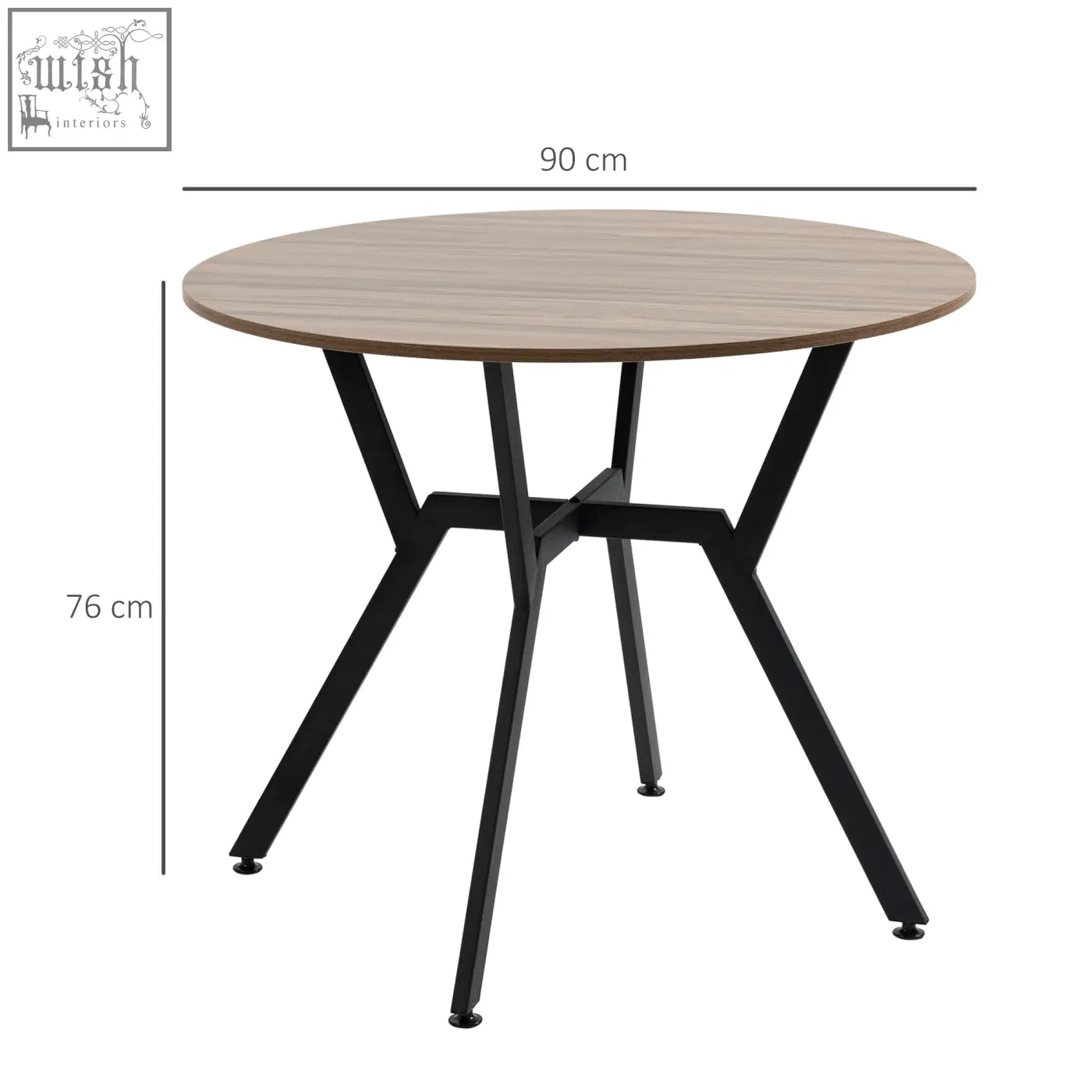 Homcom dining room table with brown wood grain top, black metal legs, and anti-slip foot pads for dining room use