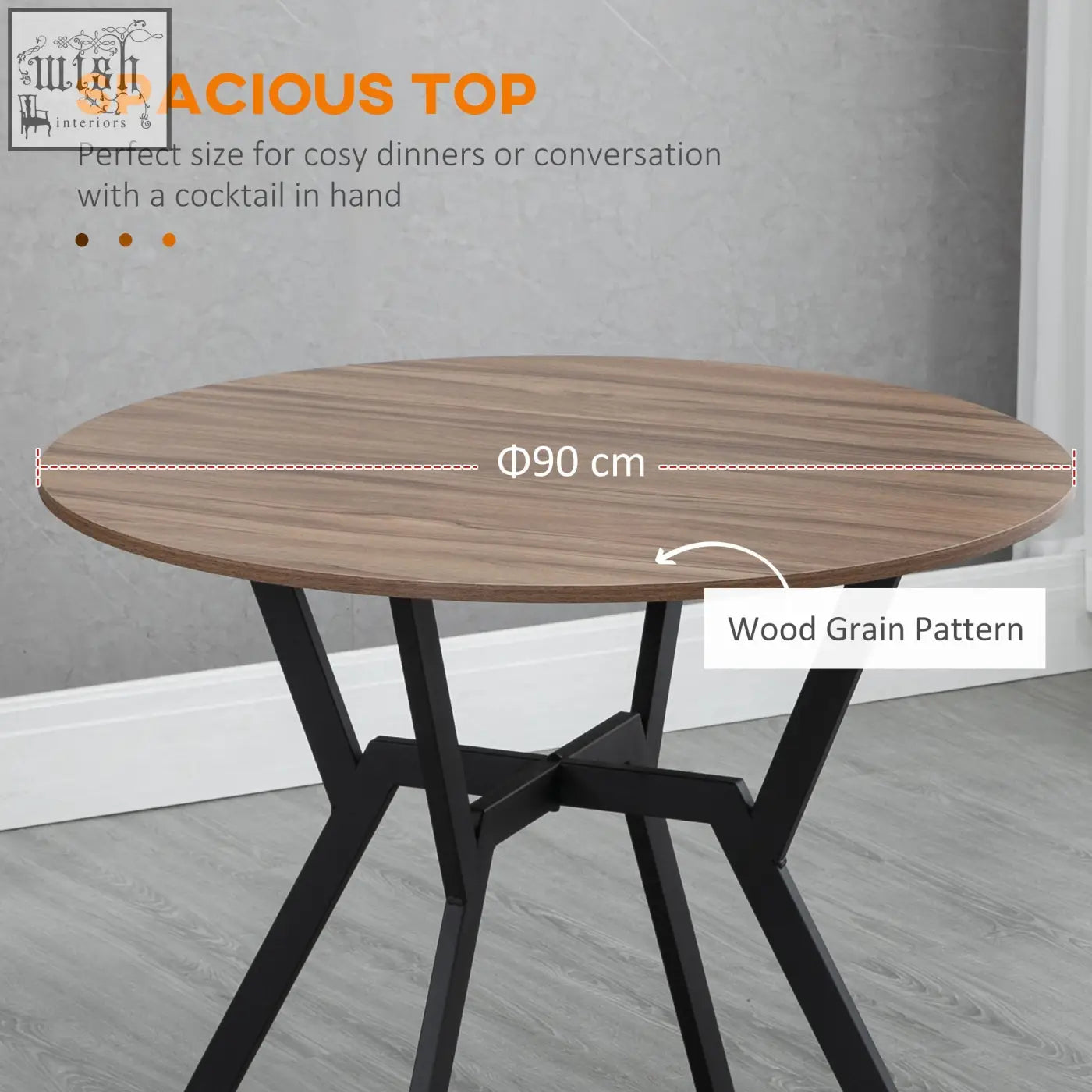 Homcom dining room table with natural wood grain top black metal legs and anti slip foot pads for dining room use