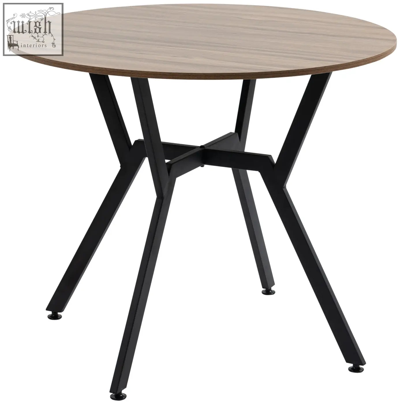 Modern round homcom dining room table with light wood top black legs and anti slip foot pads for living room use