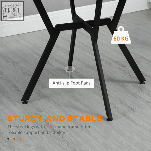 Black metal x-shaped legs with anti-slip foot pads on homcom dining room table for living room use