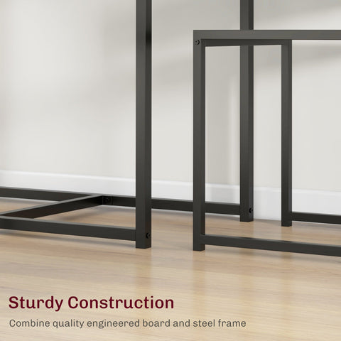 Black metal frame kitchen table with mdf panels and steel frame for compact kitchens from homcom dining set