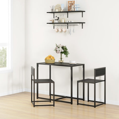 Black metal kitchen table set with minimalist rectangular mdf panels and steel frame for compact spaces