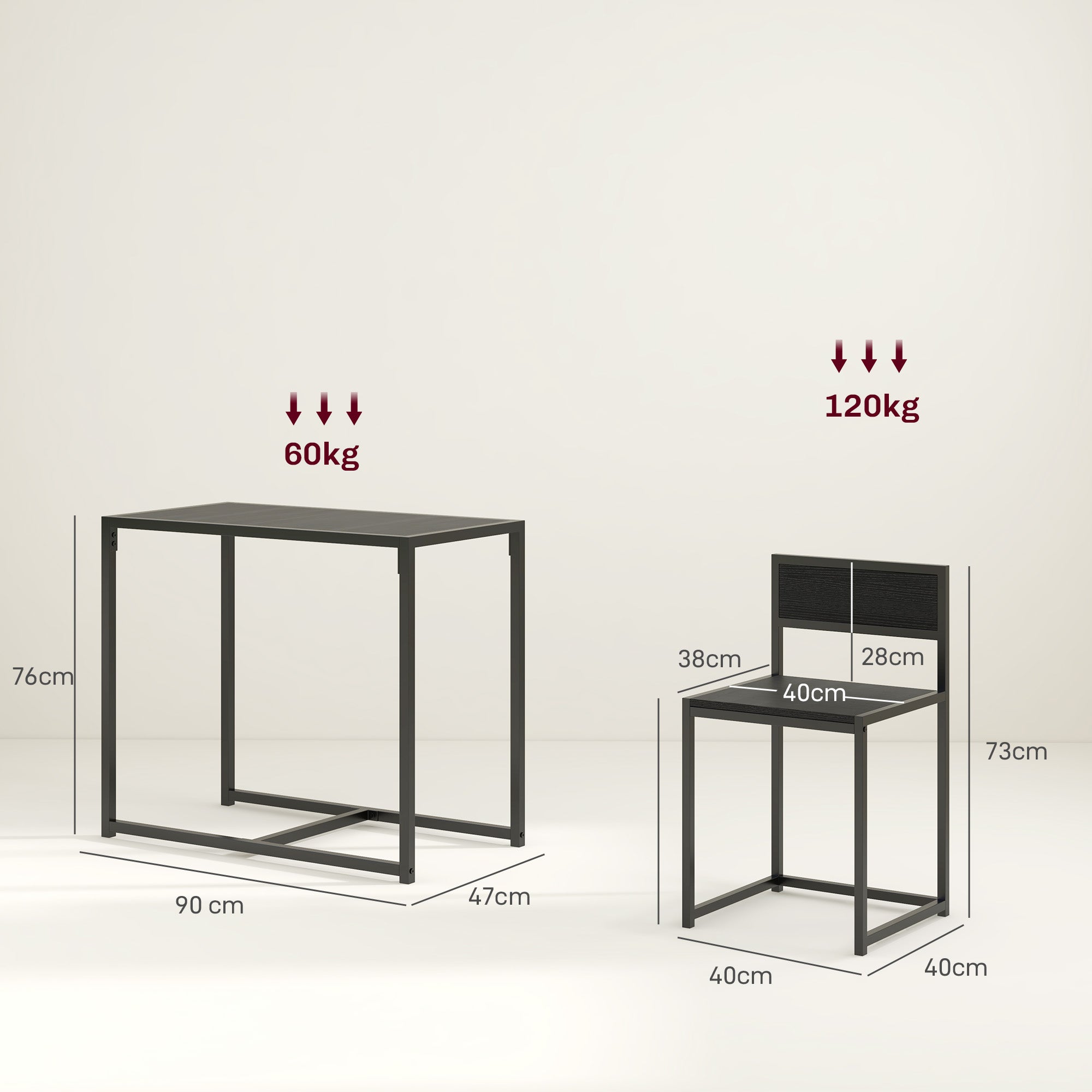 Black homcom kitchen table and chairs set with steel frame and mdf panels designed for compact kitchens