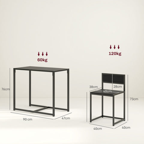 Black homcom kitchen table and chairs set with steel frame and mdf panels designed for compact kitchens