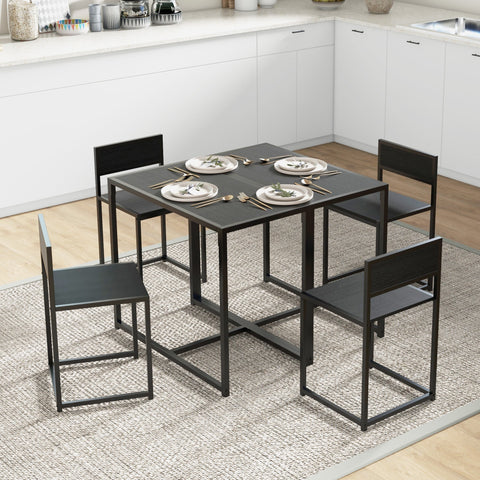 Black metal kitchen table and chairs set with steel frame and mdf panels ideal for compact kitchens
