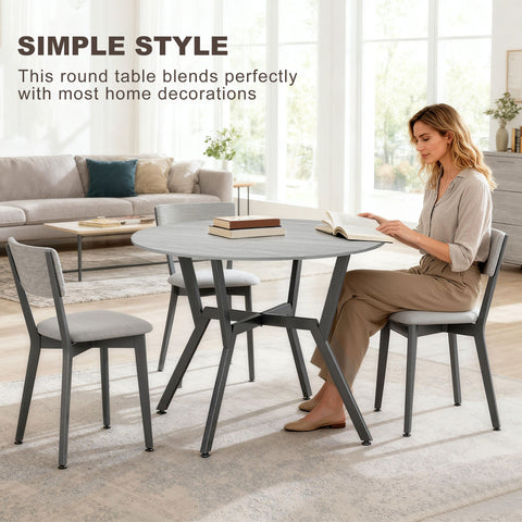 Gray homcom dining table with sleek metal frame wood-effect table and matching gray chairs with foot pads