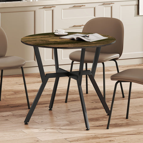 Homcom dining table with rustic brown wood-effect table top black x-shaped legs and anti-slip foot pads for living room