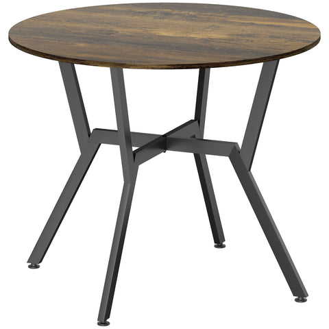 Homcom rustic brown wood-effect dining table with black metal legs x brace and anti-slip foot pads for kitchen or living room