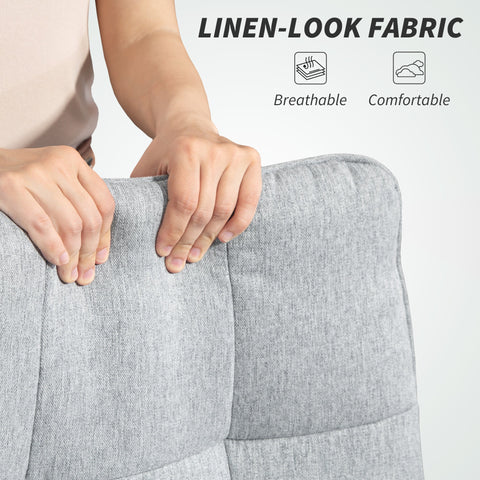 Gray linen-look double padded office chair cushion with soft breathable texture and subtle woven pattern for comfort