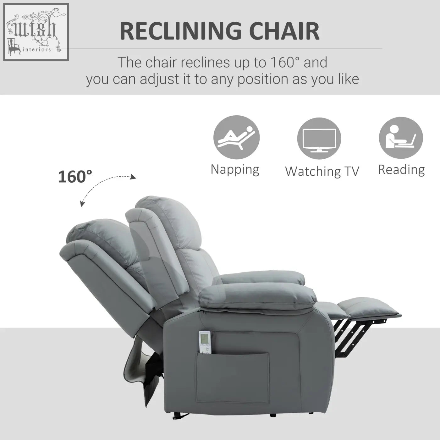 Gray homcom electric power lift recliner chair with plush cushions eight massage points and three intensity levels
