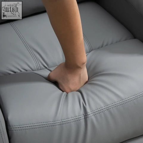 Gray faux leather cushion on homcom power lift recliner chair with eight massage points and three intensity levels