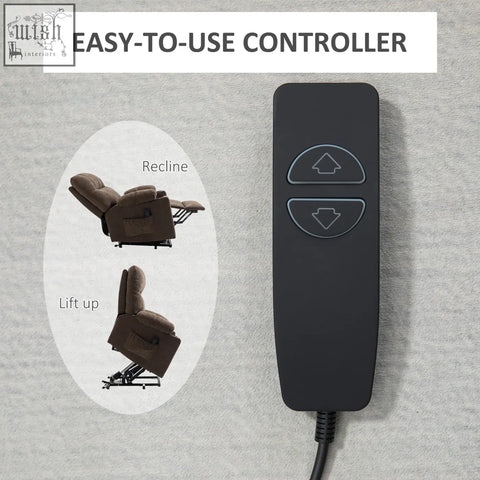 Black rectangular remote control for homcom electric dark brown lift chair with up and down recline buttons