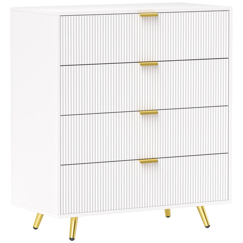 HOMCOM Elegant Four-Drawer Bedside Table - White