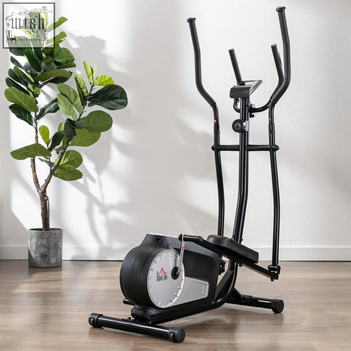 Black elliptical cross trainer with lcd monitor and heart rate sensor by life fitness for home cardio workouts