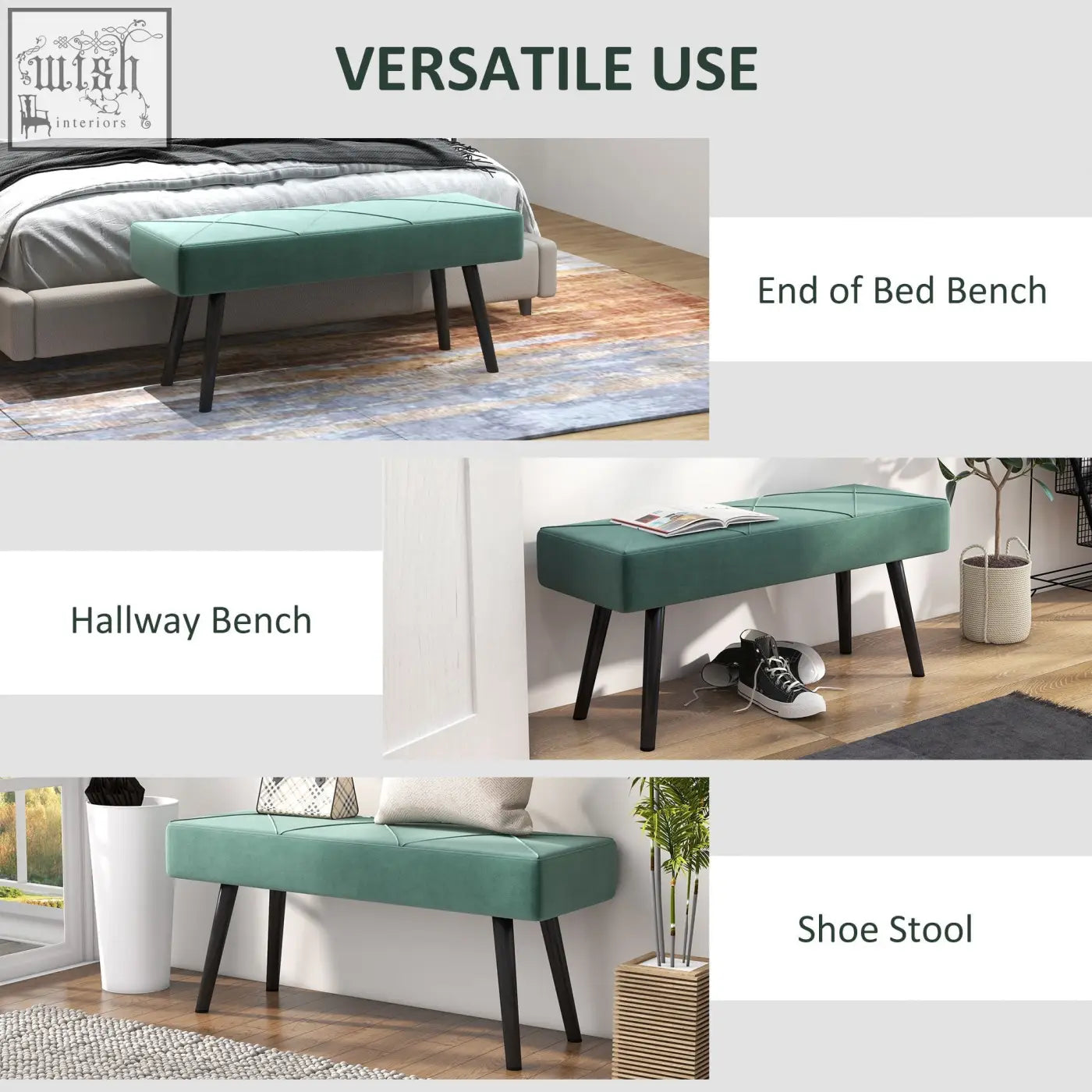 Teal upholstered homcom end of bed bench with x-shape design and powder coated steel legs for bedroom use