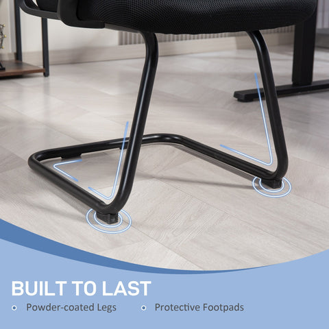 Black powder-coated sled base legs with protective footpads on homcom ergonomic desk chair no wheels