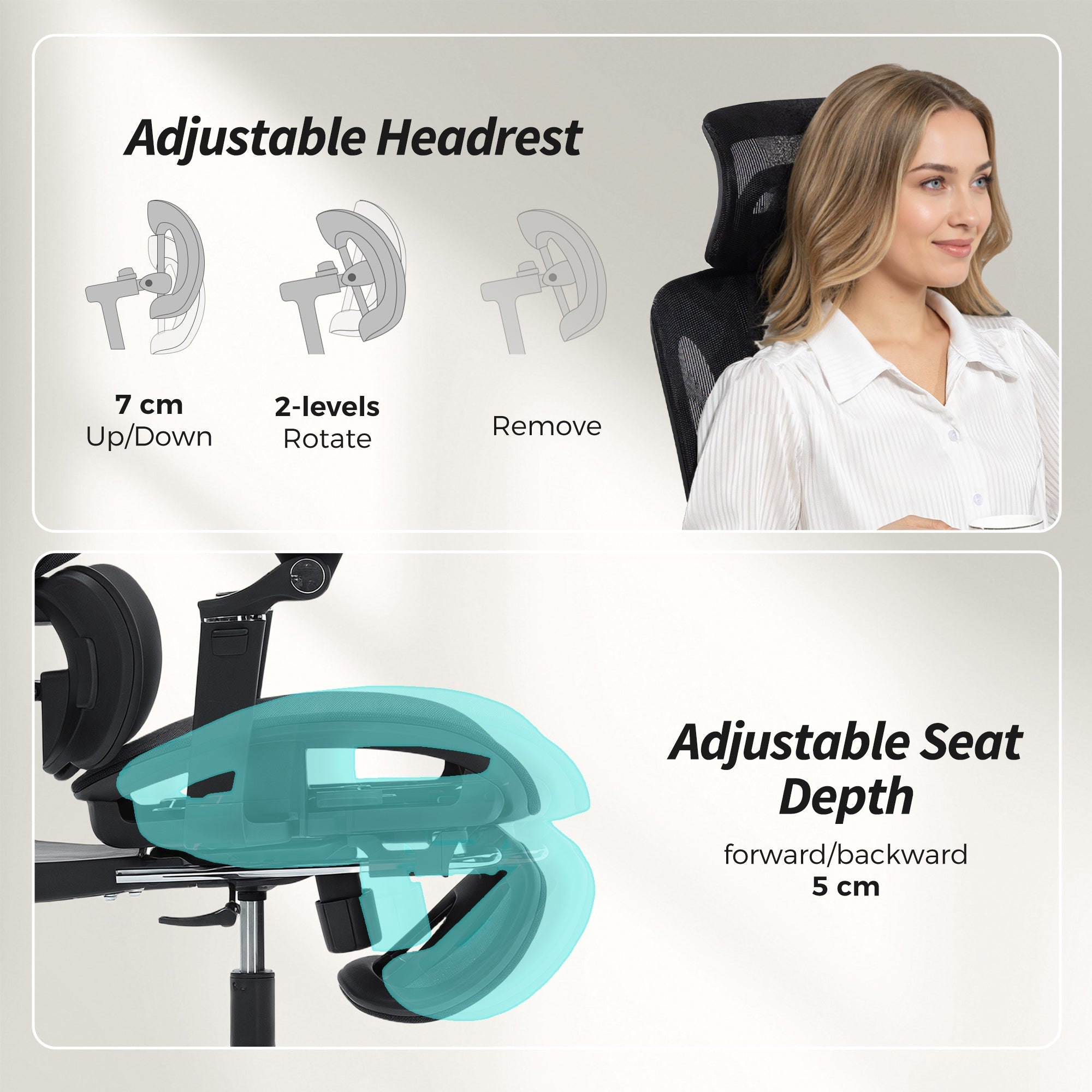 Black mesh office chair by HOMCOM with lumbar support adjustable headrest and seat depth for ergonomic comfort