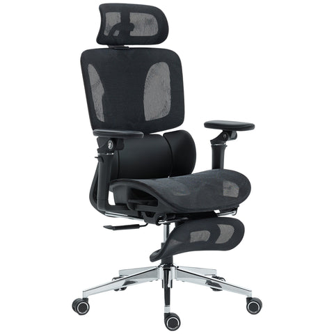 Black mesh ergonomic office chair by homcom with lumbar support adjustable headrest armrests and seat depth on chrome base