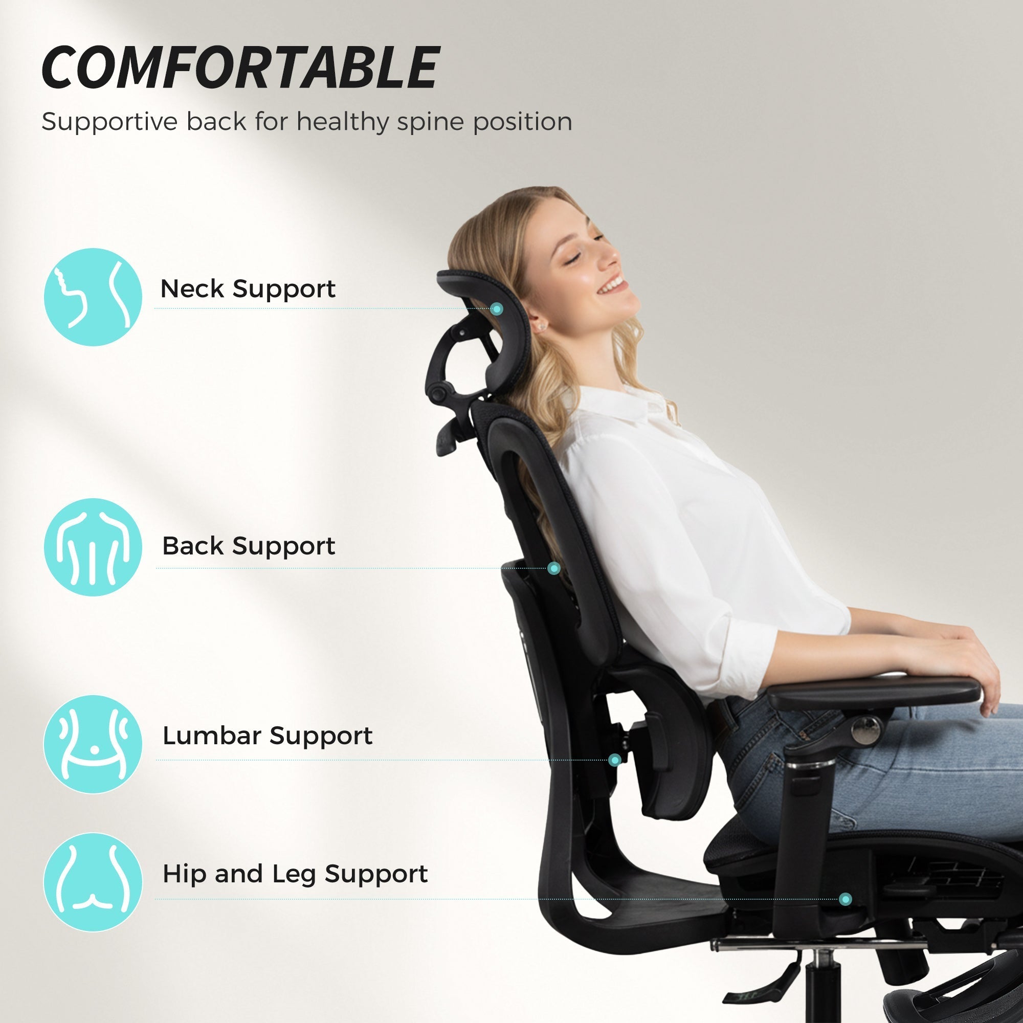Black homcom ergonomic office chair with mesh back featuring adjustable lumbar support and seat depth for comfort