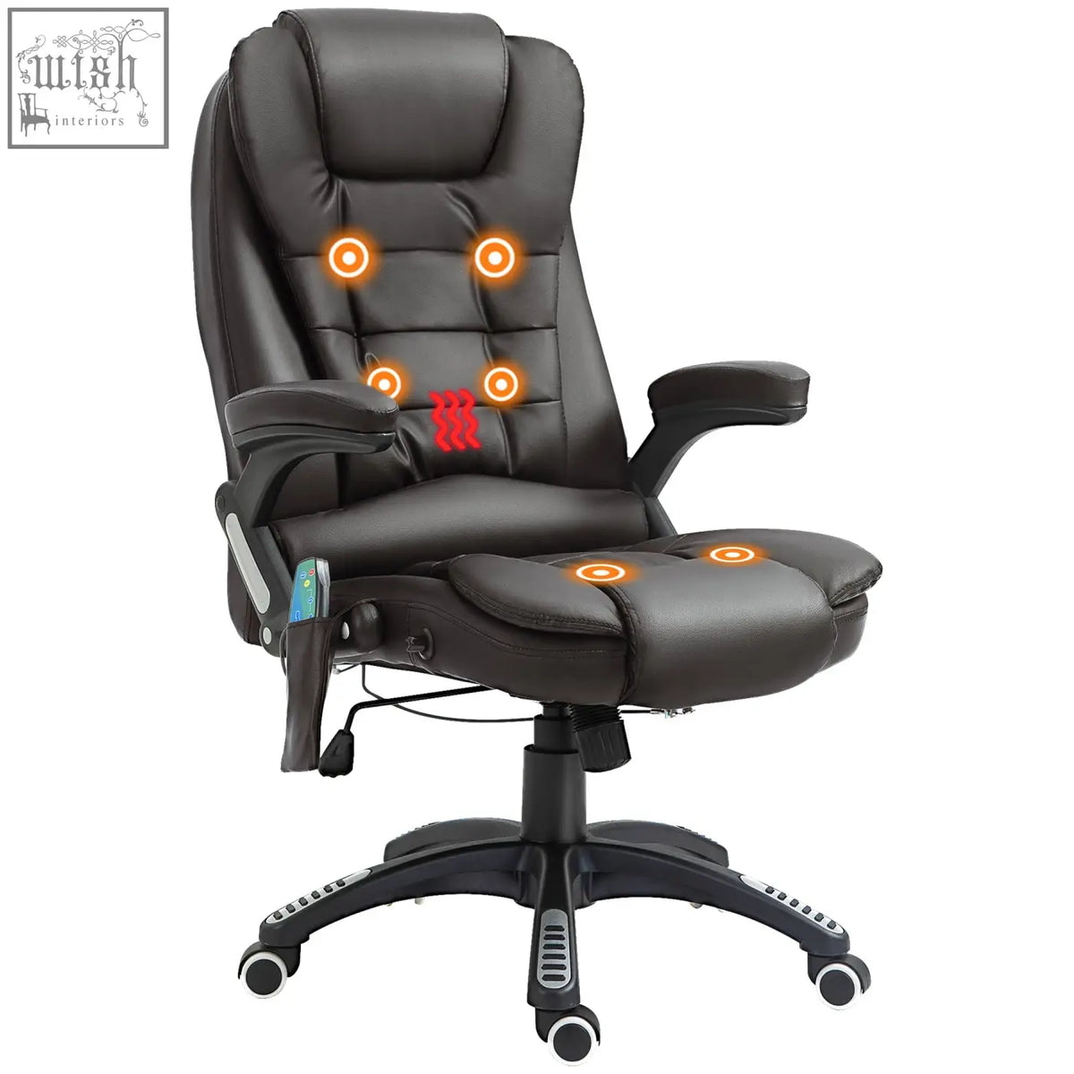 Brown homcom executive office chair made of pu leather with built-in massage and heat features for comfort