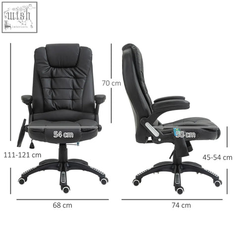 Black leather homcom executive office chair with padded lumbar support and adjustable armrests for massage office use