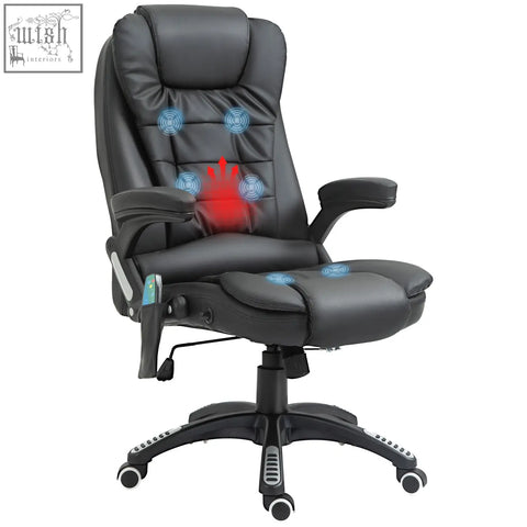 Black leather homcom executive office chair with massage and heat features for a comfy massage office setup