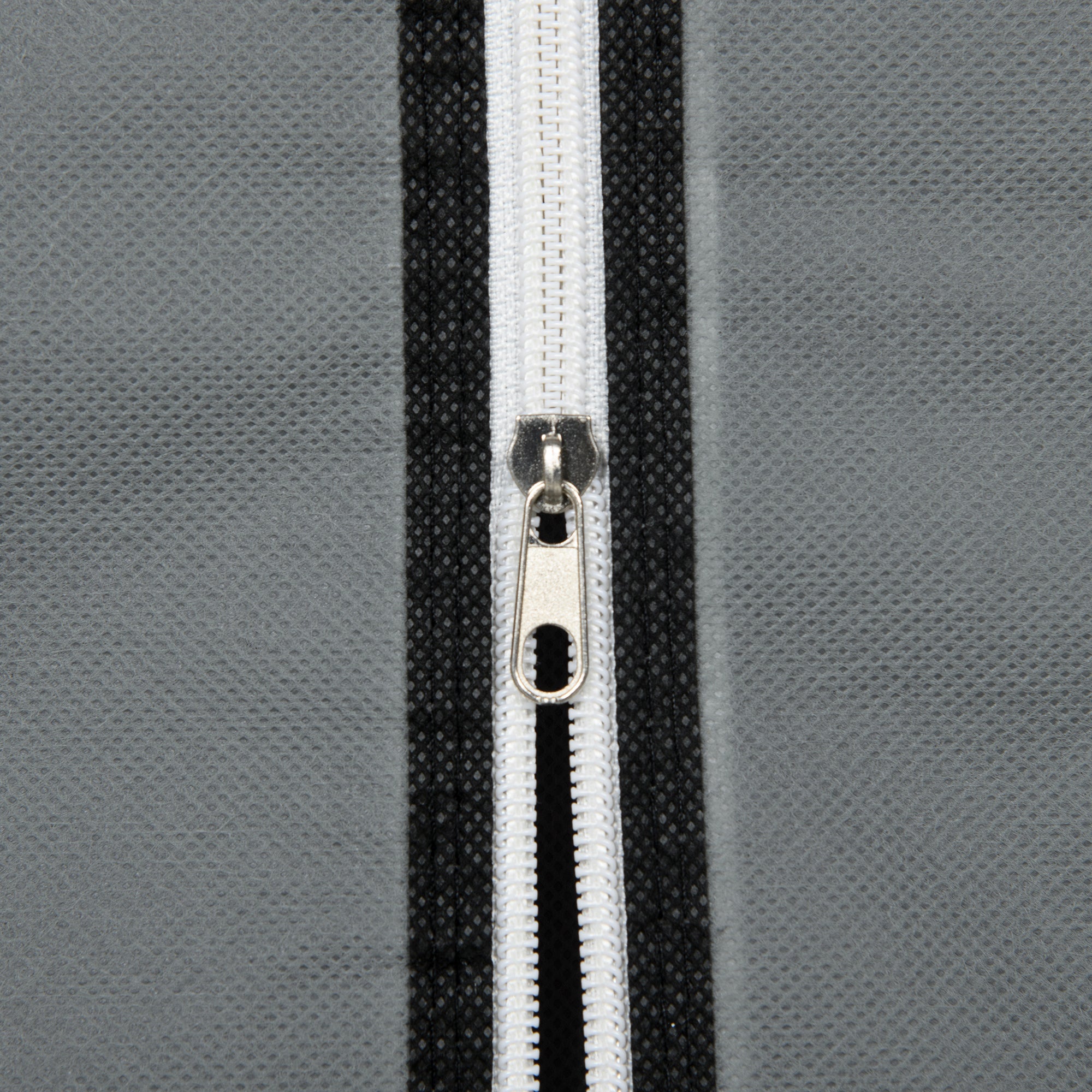 Dark grey homcom fabric wardrobe with white zipper black teeth non-woven fabric cover and fabric drawers for storage