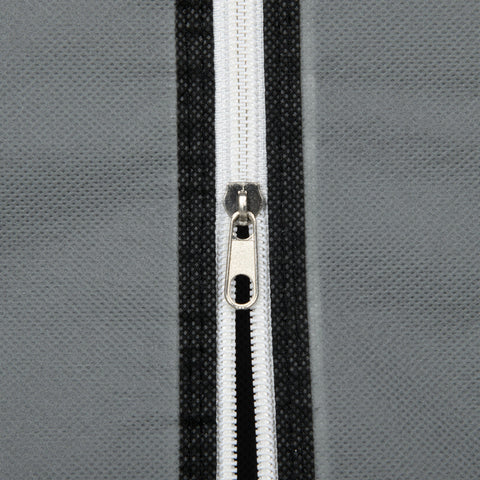 Dark grey homcom fabric wardrobe with white zipper black teeth non-woven fabric cover and fabric drawers for storage