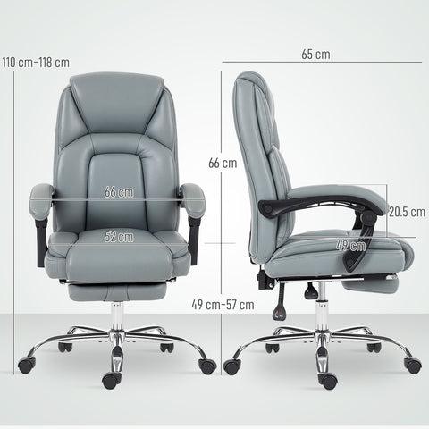 Gray faux leather office chair with black armrests and chrome base from homcom with faux leather upholstery