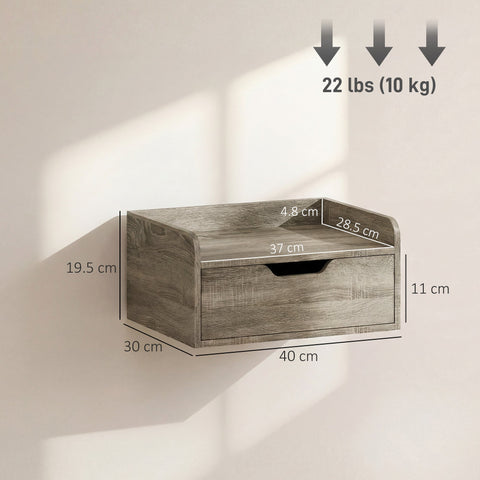 Gray wood grain wall mounted drawer unit with sleek modern design and particle board in grey wood effect