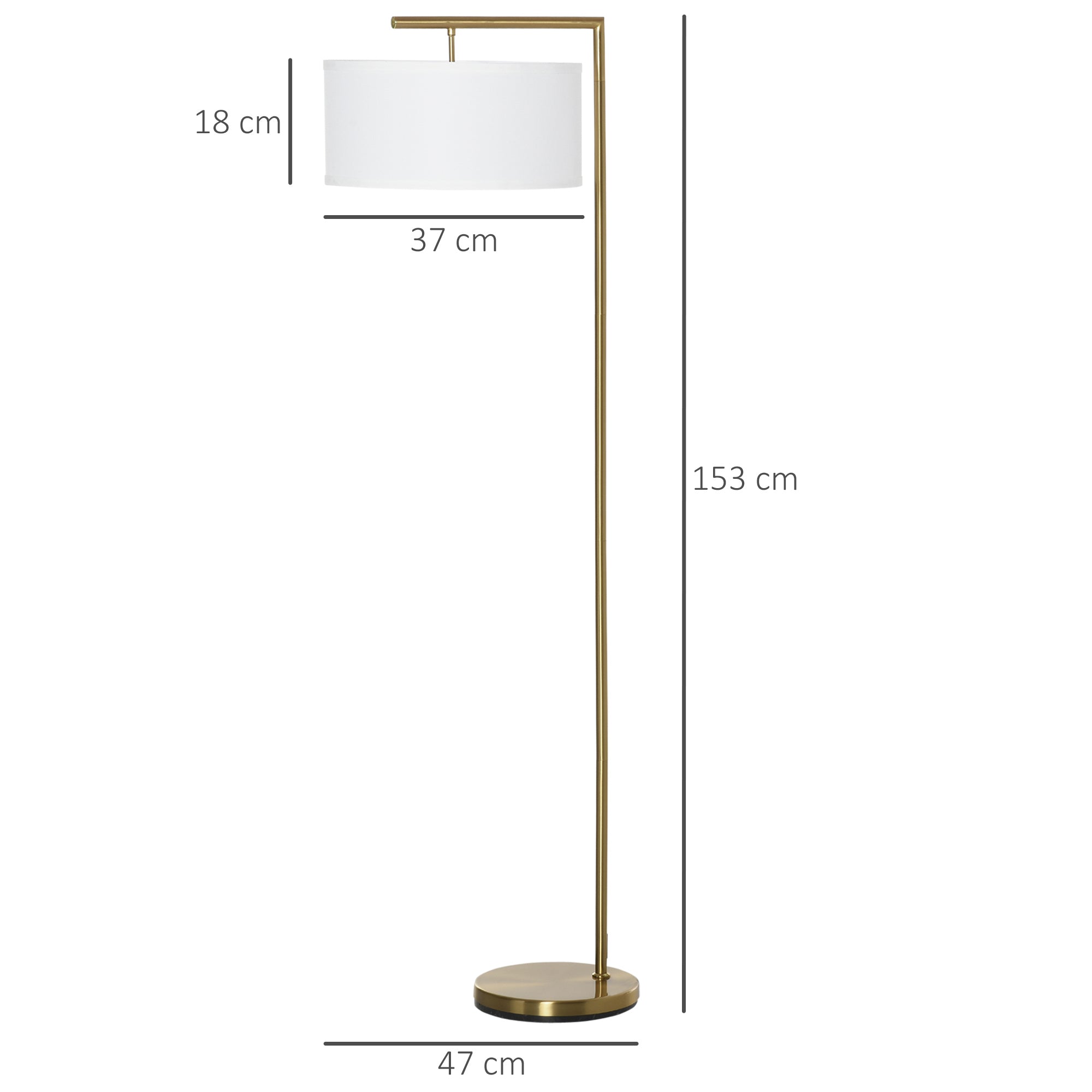 Homcom floor lamp with a slender gold metal frame and white linen lampshade perfect for living room lighting
