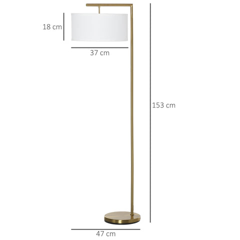 Homcom floor lamp with a slender gold metal frame and white linen lampshade perfect for living room lighting