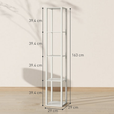 White metal floor-standing shelving unit with four shelves for homcom floor lamp with brightness levels oak design
