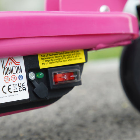 Pink homcom foldable electric scooter for kids 7-14 with black switch green indicator light suitable for public roads charging time efficient