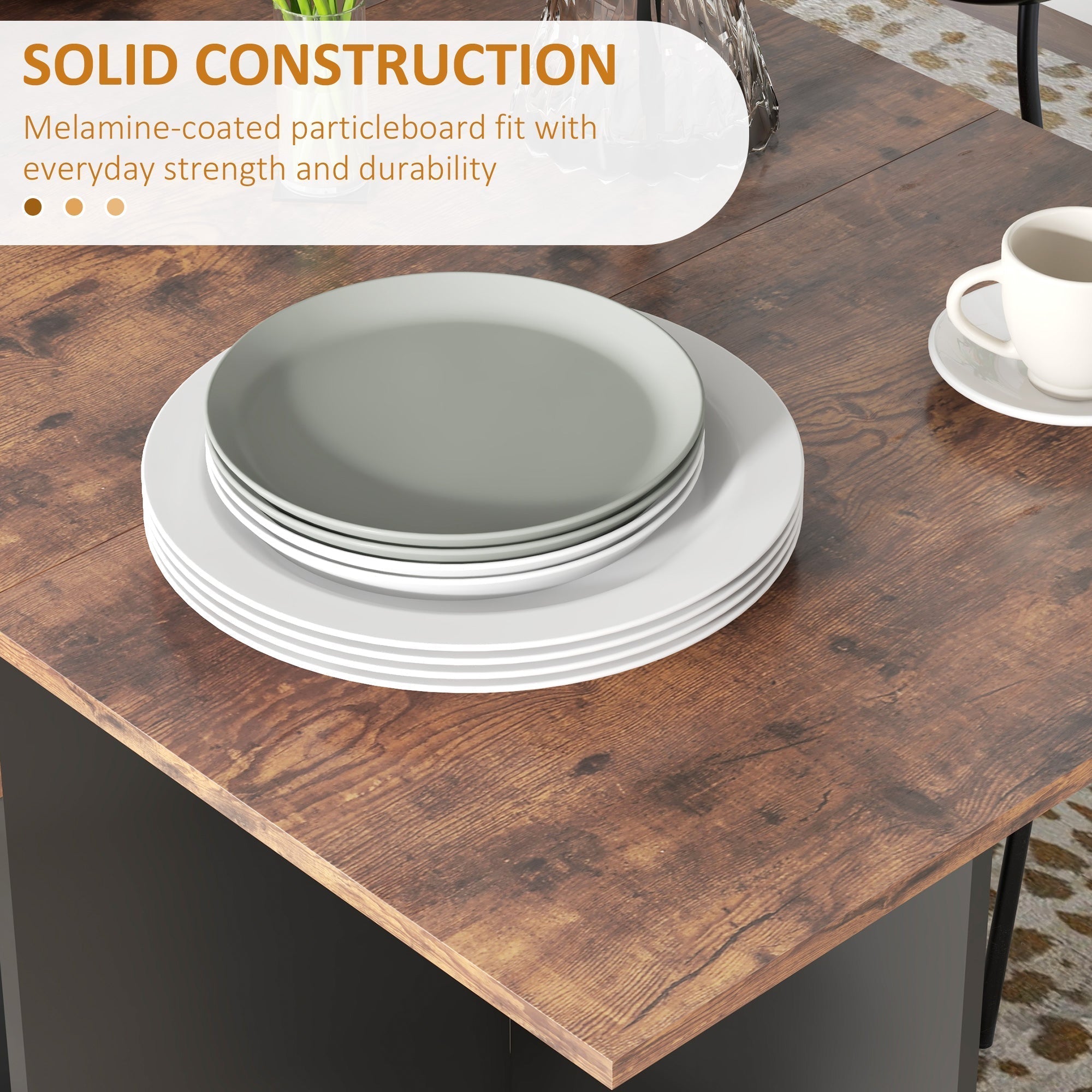Stack of six melamine-coated drop leaf table plates with matte gray top and white undersides for homcom 72w x 75hcm