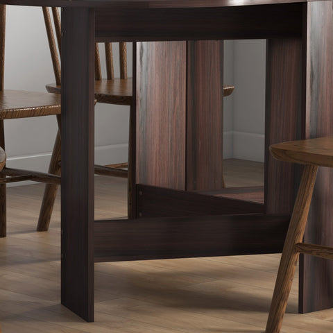 Dark brown wooden 80d x 75h homcom drop leaf table with sturdy rectangular frame and vertical paneling for small spaces