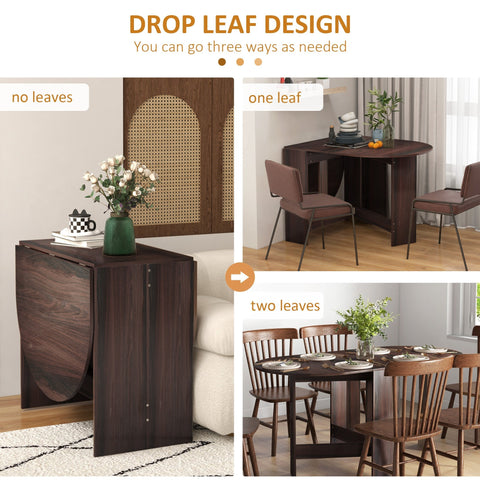 Homcom folding dining table drop leaf table in chocolate wood effect 80d x 75h perfect for small spaces