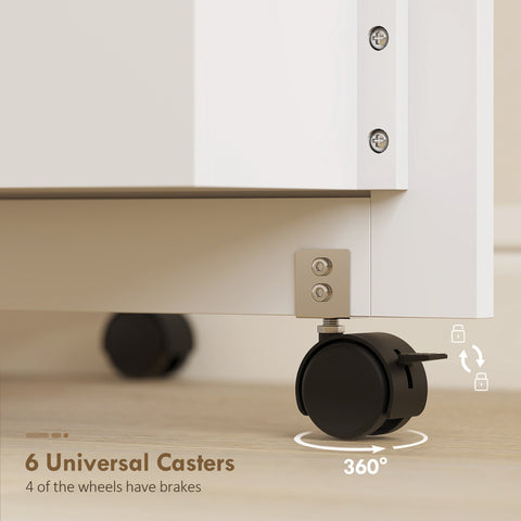 Black 360-degree swivel caster wheel with brake for homcom folding sewing table with lockable wheels and storage shelf