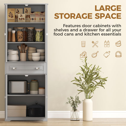 Gray metal kitchen cupboard with adjustable shelves drawer and glass door for storing essentials in living room